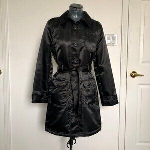 Sans Souci Black Belted Satiny Jacket, Size Large